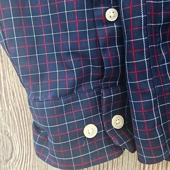Mens Nautica Plaid Button Down Shirt Non Iron Sz Large Blue Red - Picture 4 of 6